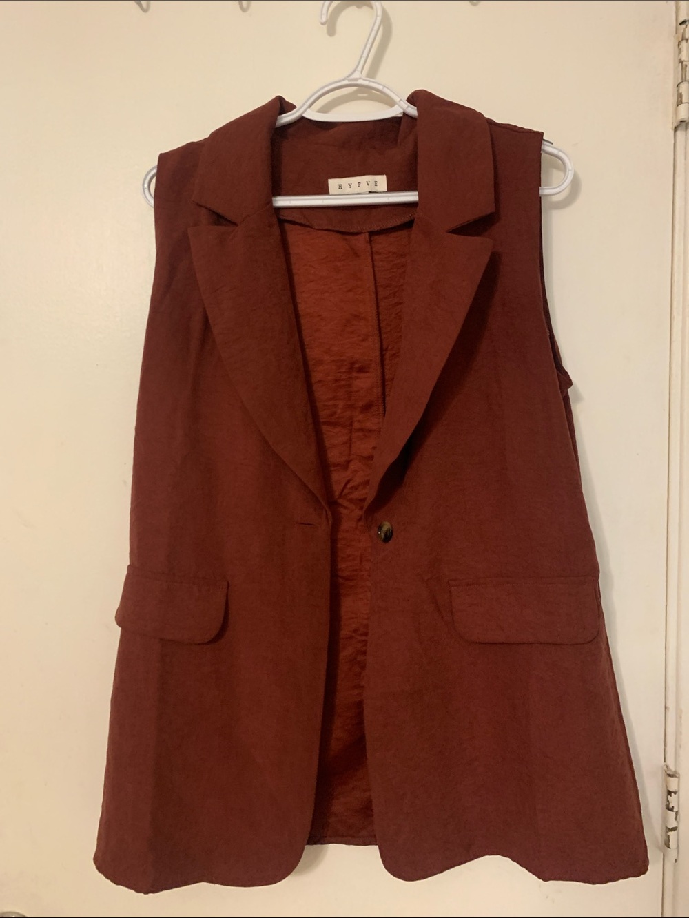HYFVE Rust Brown Sleeveless Blazer Vest